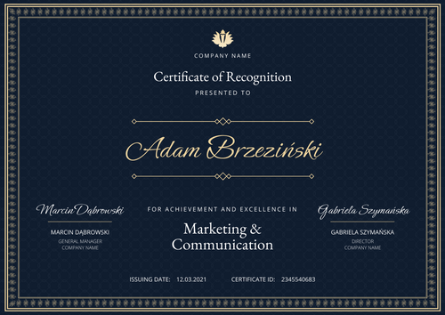 navy blue formal certificate of recognition landscape 12323 navy blue formal certificate of recognition landscape 12323