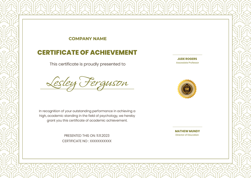 olive formal certificate of achievement landscape 12723 olive formal certificate of achievement landscape 12723