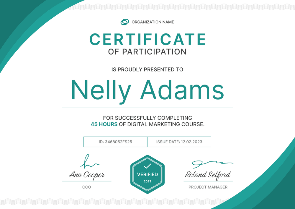 Universal and simple certificate of participation template landscape Universal and simple certificate of participation template landscape