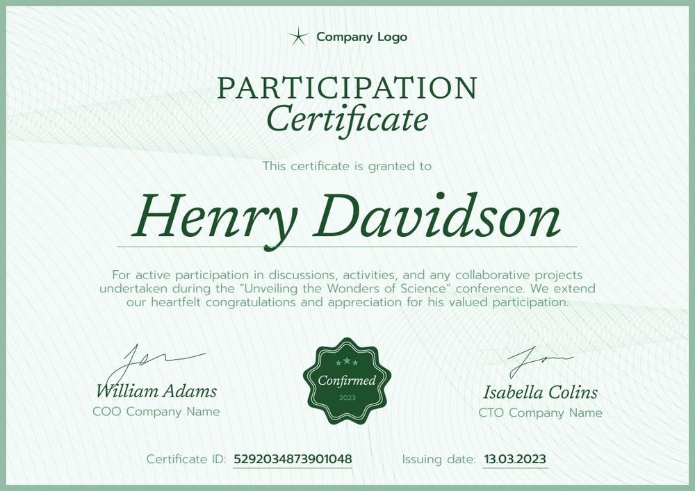 Professional and streamlined participation certificate template landscape Professional and streamlined participation certificate template landscape