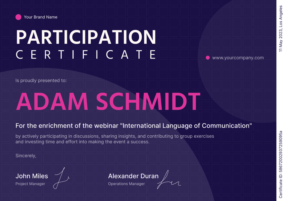 Professional and stylish certificate of participation template landscape Professional and stylish certificate of participation template landscape