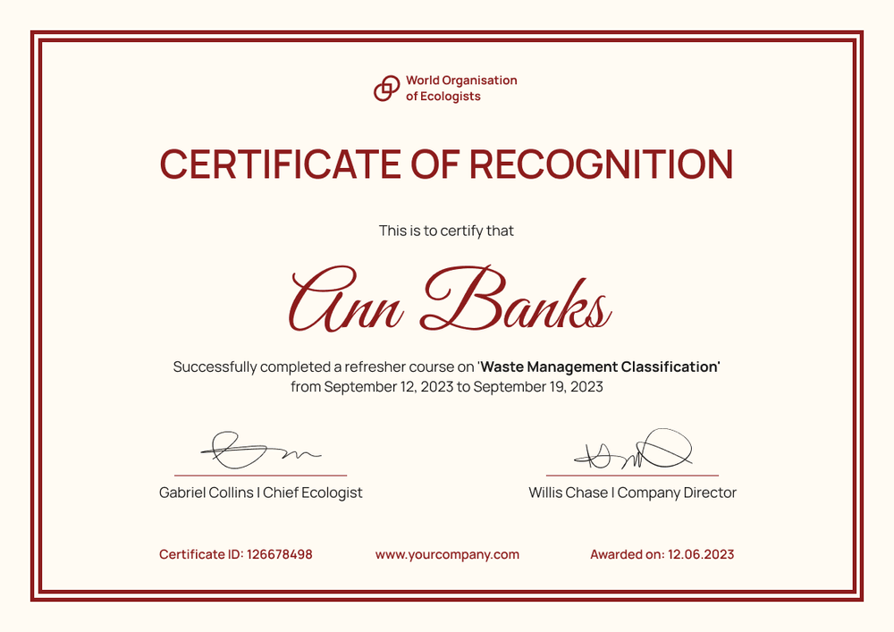 Plain and neat certificate of recognition template landscape Plain and neat certificate of recognition template landscape