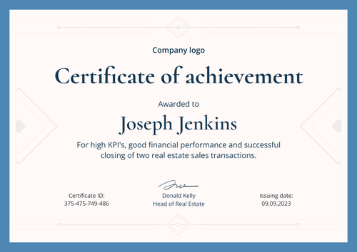 Simple and minimalistic certificate of achievement landscape Simple and minimalistic certificate of achievement landscape