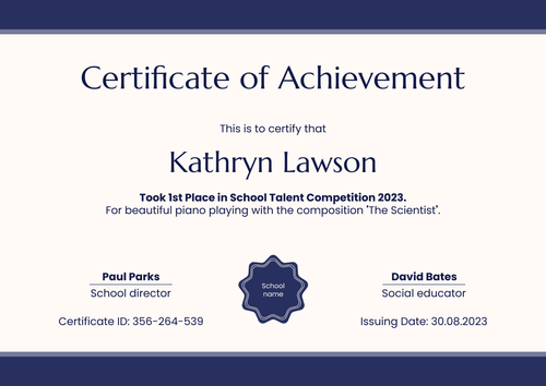 Simple and plain achievement certificate landscape Simple and plain achievement certificate landscape