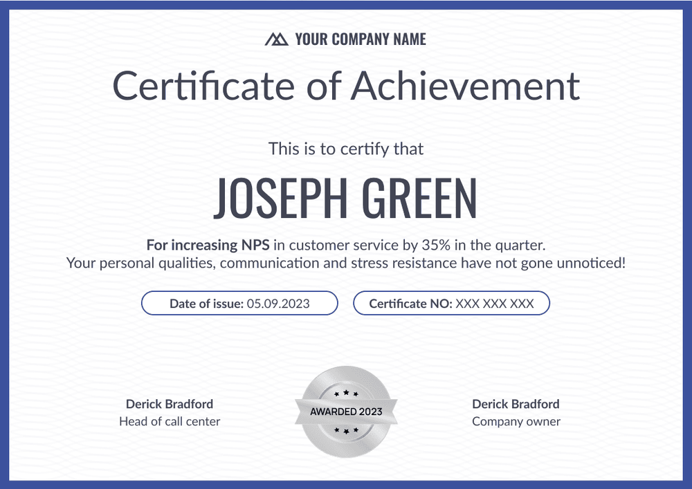 Pure and professional achievement certificate landscape Pure and professional achievement certificate landscape