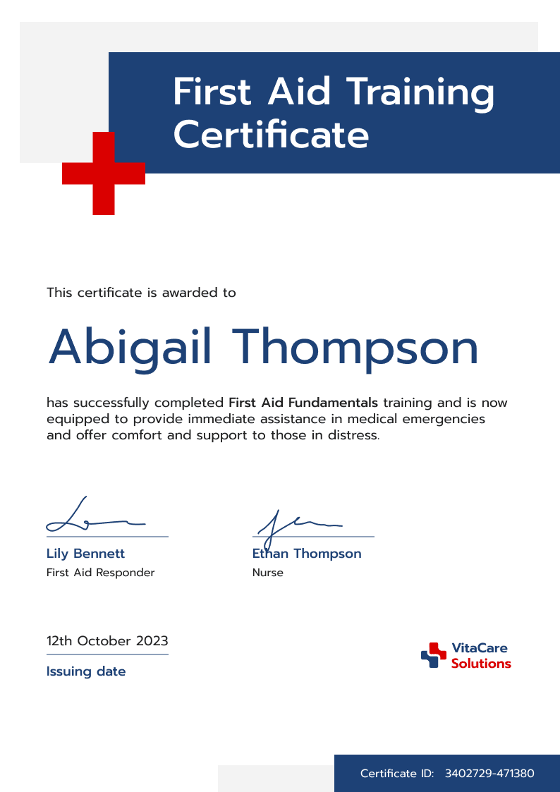 Classic and professional first-aid and CPR certificate template Classic and professional first-aid and CPR certificate template