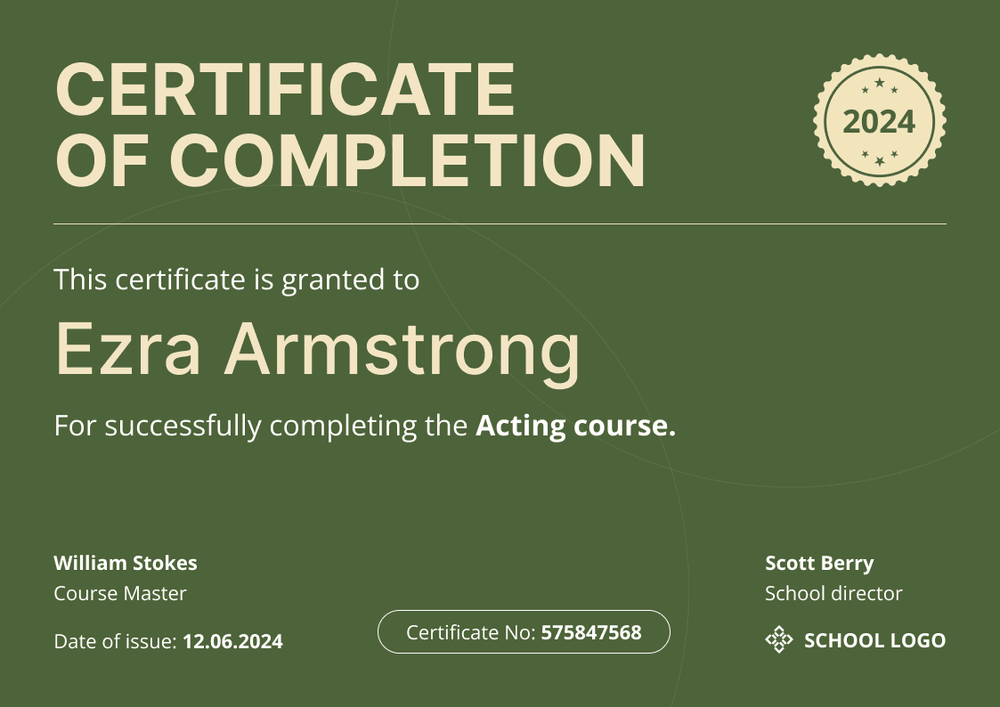 Minimalist and modern course completion certificate template landscape Minimalist and modern course completion certificate template landscape