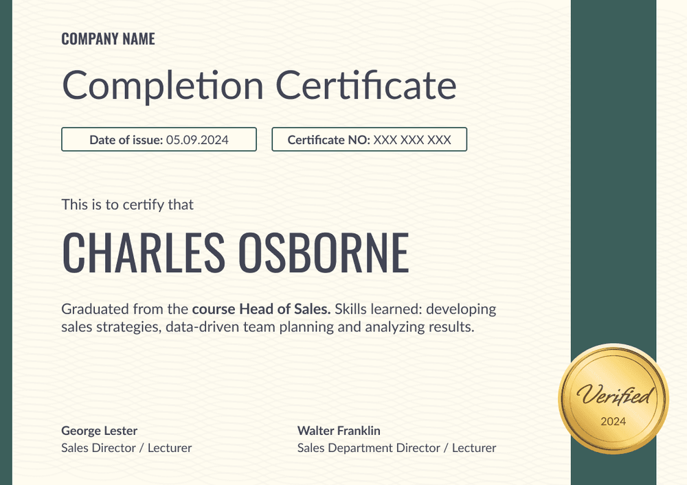 Inspiring and professional certificate completion template landscape Inspiring and professional certificate completion template landscape