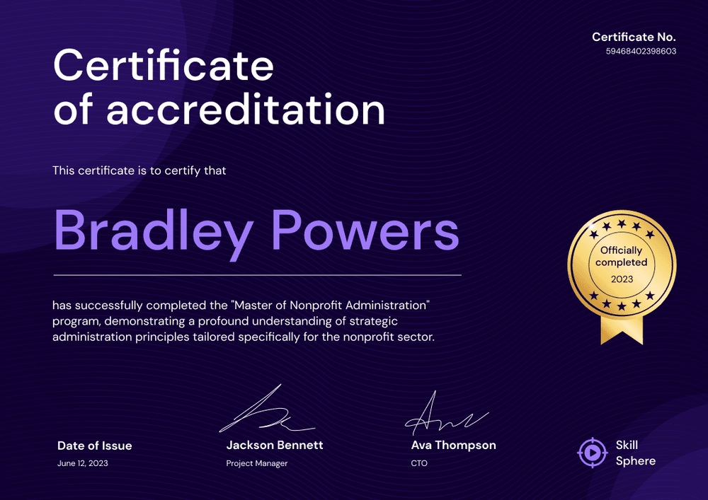 Professional dark non-profit accreditation certificate template landscape Professional dark non-profit accreditation certificate template landscape