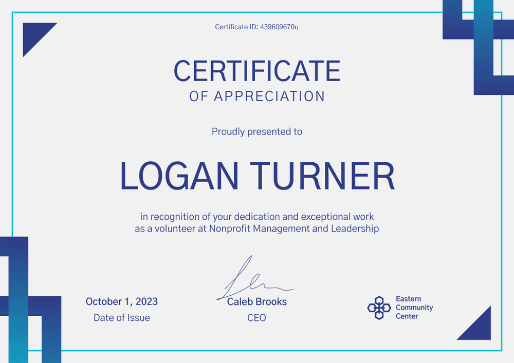 Geometric and professional nonprofit appreciation certificate template landscape Geometric and professional nonprofit appreciation certificate template landscape
