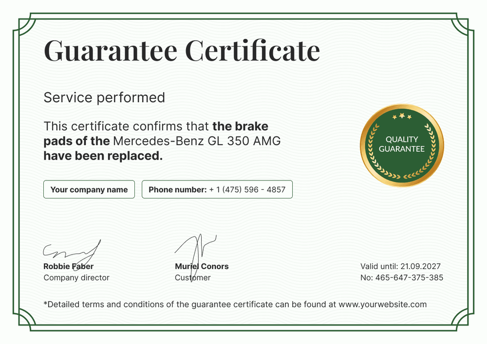 Professional and classy warranty certificate template landscape Professional and classy warranty certificate template landscape
