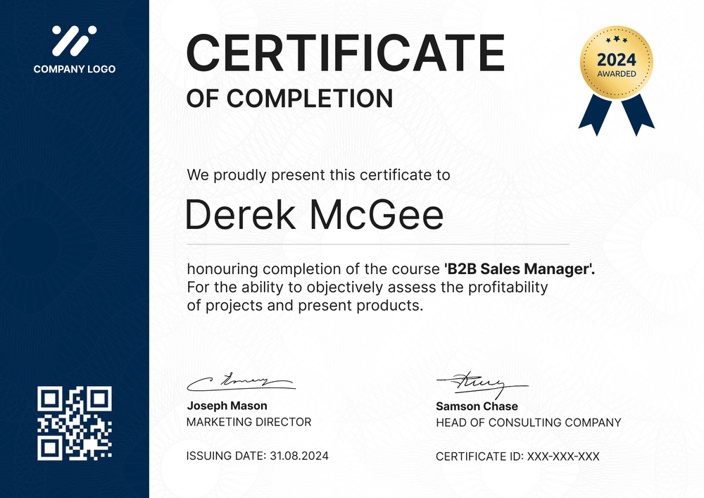 Professional and polished completion certificate template landscape Professional and polished completion certificate template landscape