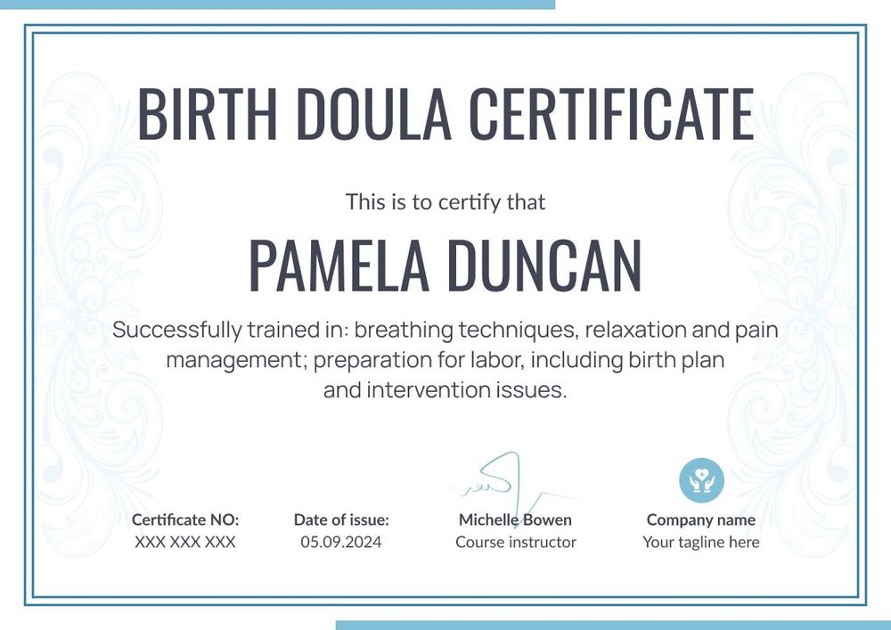 Pure and professional doula certificate template landscape Pure and professional doula certificate template landscape