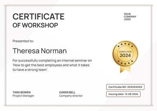 Printable and professional workshop certificate template landscape Printable and professional workshop certificate template landscape