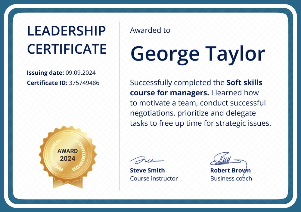 Framed and professional leadership certificate template landscape Framed and professional leadership certificate template landscape