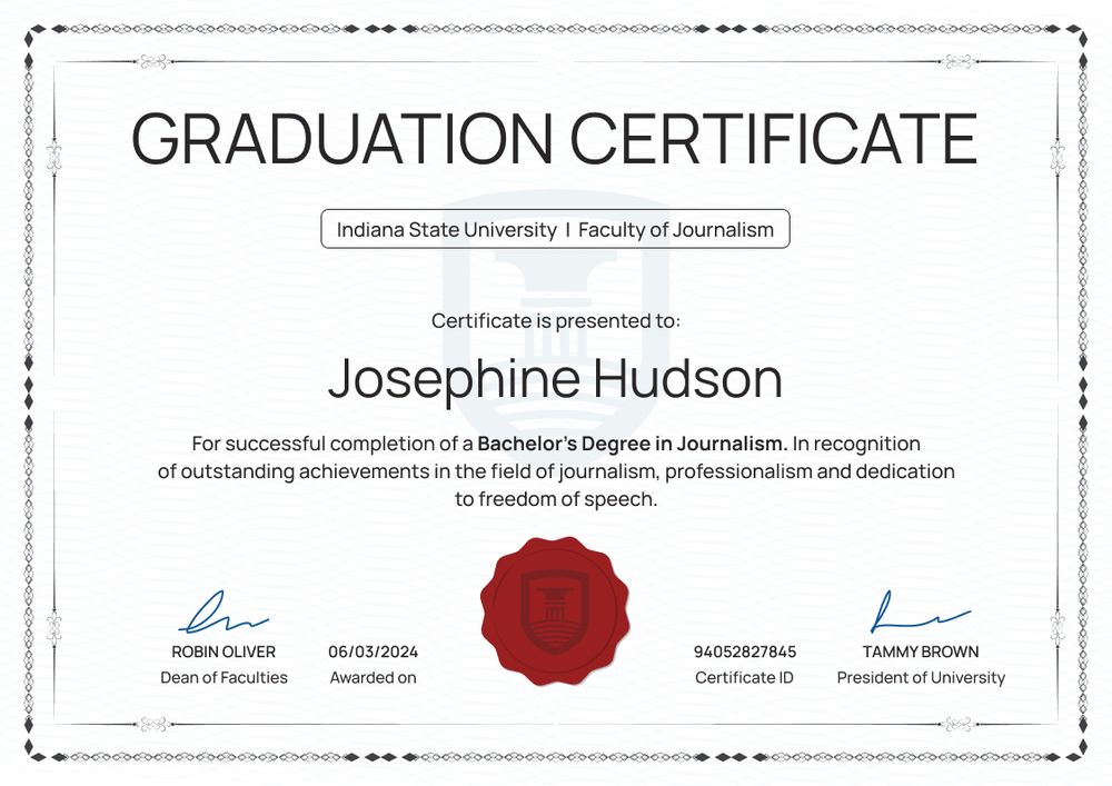 Simple professional graduation certificate template landscape Simple professional graduation certificate template landscape