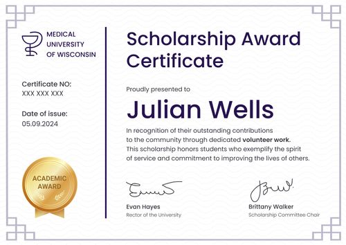 Bright and formal scholarship certificate template landscape Bright and formal scholarship certificate template landscape