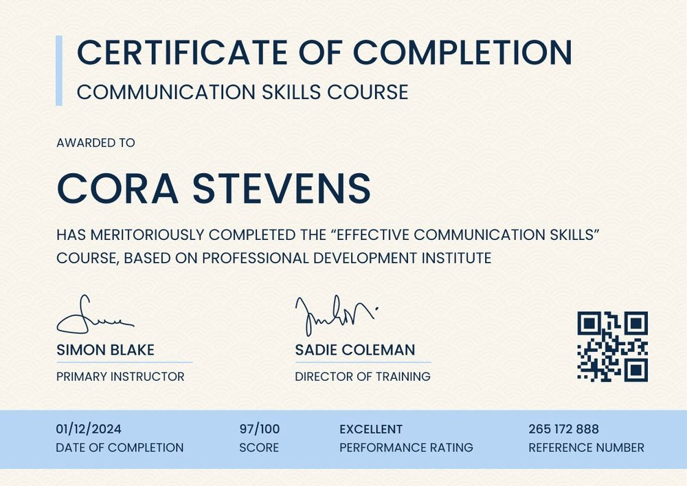 Refined and modern course certificate template landscape Refined and modern course certificate template landscape