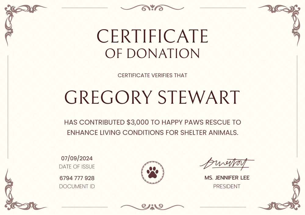 Timeless and formal donation certificate template landscape Timeless and formal donation certificate template landscape