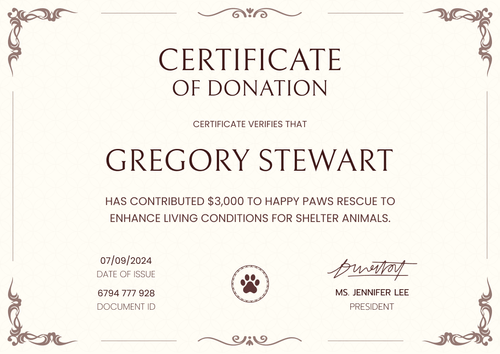 Timeless and formal donation certificate template landscape Timeless and formal donation certificate template landscape