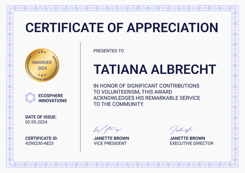 Modest and simple volunteer award certificate template Modest and simple volunteer award certificate template