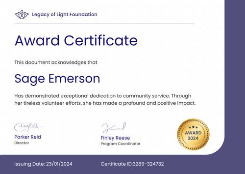 Functional and modern community service award certificate template Functional and modern community service award certificate template