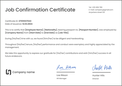 Free Official Certificate of Employment Template - Download & Edit Landscape Free Official Certificate of Employment Template - Download & Edit Landscape