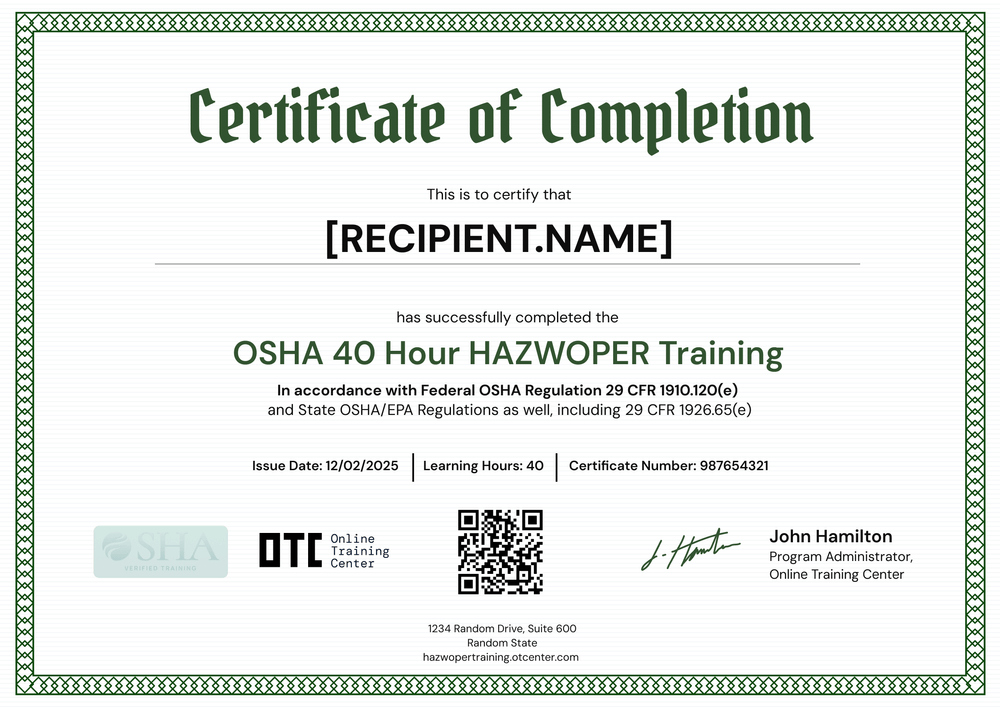 Professional Green OSHA Certificate Template – Free to Use Online Landscape Professional Green OSHA Certificate Template – Free to Use Online Landscape