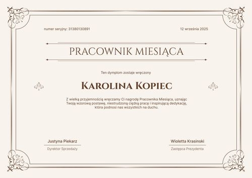 Darmowy dyplom pracownika miesiąca wzór - poziom Darmowy dyplom pracownika miesiąca wzór - poziom