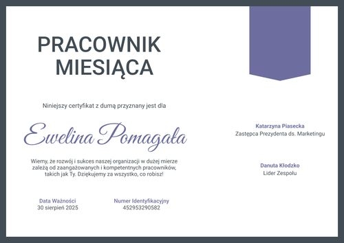 Darmowy prosty dyplom pracownika miesiąca wzór – pozioma Darmowy prosty dyplom pracownika miesiąca wzór – pozioma