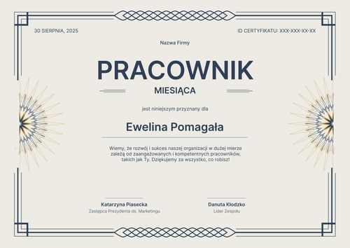Darmowy dyplom pracownika miesiąca – pozioma Darmowy dyplom pracownika miesiąca – pozioma