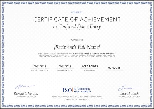 Minimalistic Confined Space Training Certificate – Edit & Issue Online landscape Minimalistic Confined Space Training Certificate – Edit & Issue Online landscape
