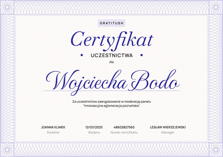 Elegancki i profesjonalny certyfikat uczestnictwa Elegancki i profesjonalny certyfikat uczestnictwa