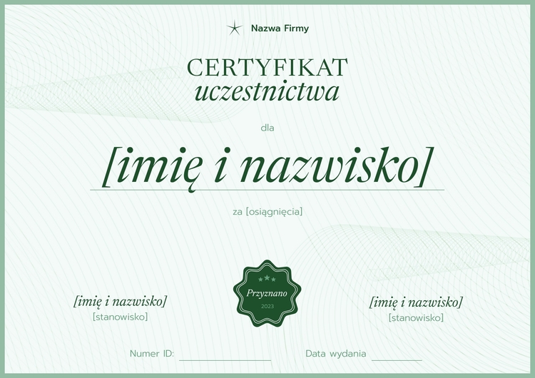 Profesjonalny i nowoczesny certyfikat uczestnictwa Profesjonalny i nowoczesny certyfikat uczestnictwa
