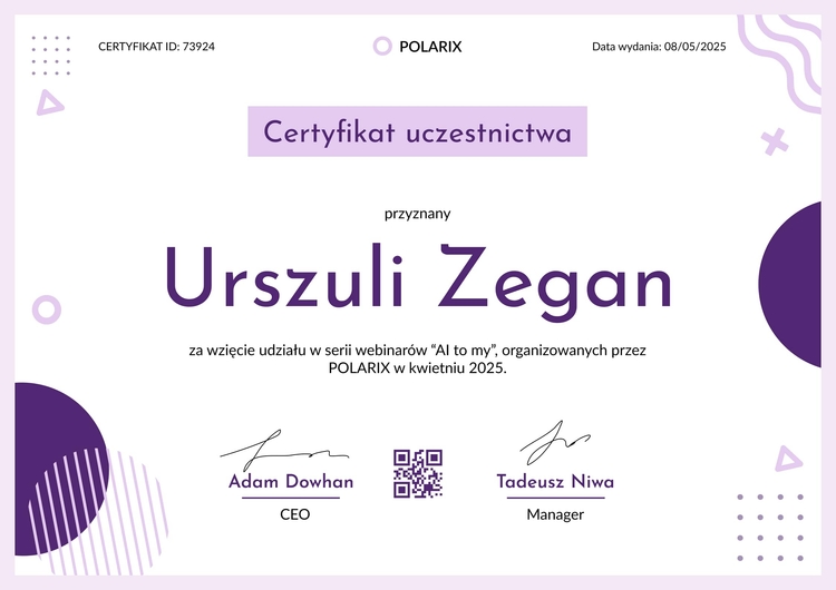 Świeży i nowoczesny certyfikat uczestnictwa Świeży i nowoczesny certyfikat uczestnictwa