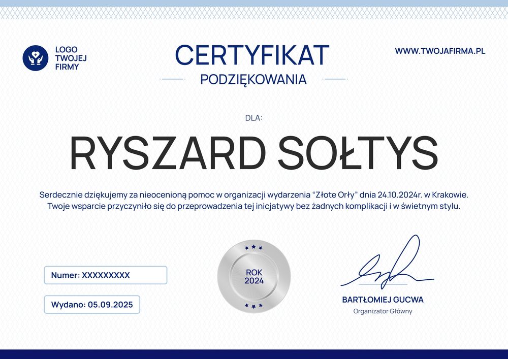 Edytowalny wzór podziękowania do wydruku za darmo - pozioma Edytowalny wzór podziękowania do wydruku za darmo - pozioma