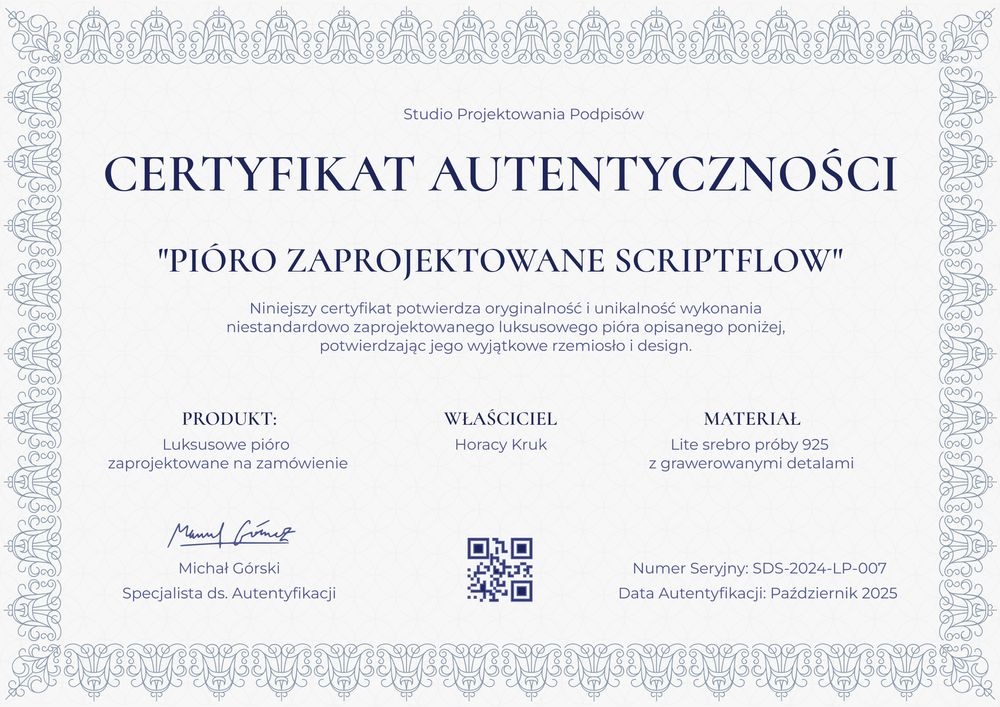 Oprawiony certyfikat autentyczności dla kolekcjonerów – pozioma Oprawiony certyfikat autentyczności dla kolekcjonerów – pozioma