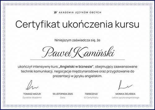Pobierz darmowy wzór na certyfikat ukonczenia szkolenia – pozioma Pobierz darmowy wzór na certyfikat ukonczenia szkolenia – pozioma
