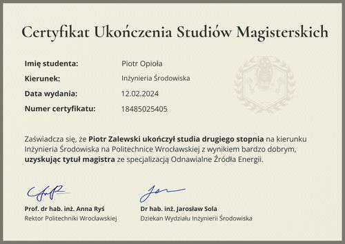 Formalny dyplom ukończenia studiów magisterskich – pozioma Formalny dyplom ukończenia studiów magisterskich – pozioma