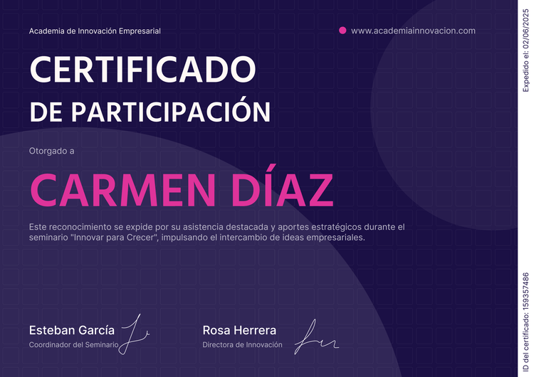 Plantilla de certificado de participación profesional y elegante Plantilla de certificado de participación profesional y elegante