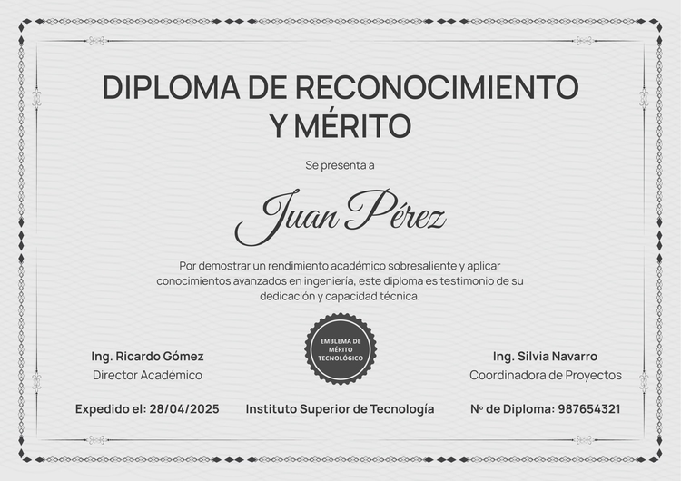 Plantilla de certificado de diploma de secundaria formal y minimalista Plantilla de certificado de diploma de secundaria formal y minimalista