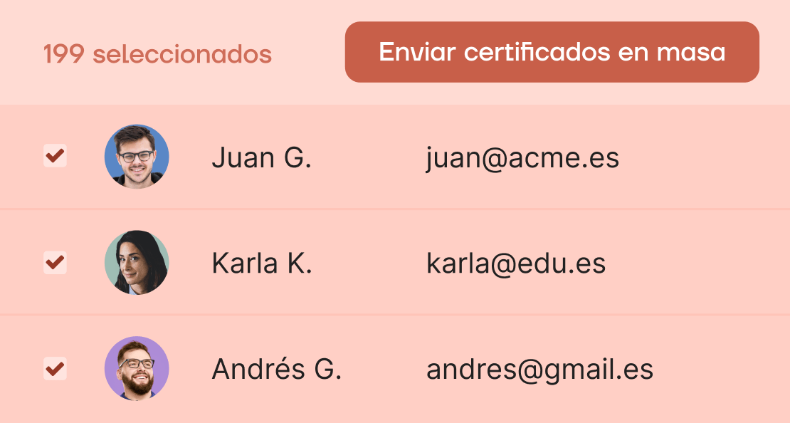 Enviar certificados por correo electrónico Enviar certificados por correo electrónico