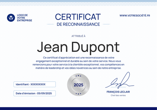Modèle de certificat d’appréciation modifiable et professionnel – Paysage Modèle de certificat d’appréciation modifiable et professionnel – Paysage