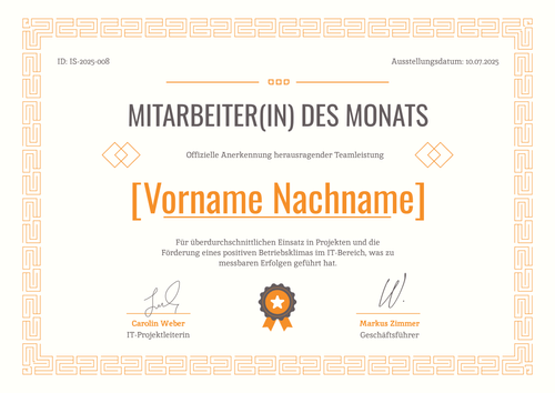 Wertschätzende Mitarbeiter des Monats Vorlage – Querformat Wertschätzende Mitarbeiter des Monats Vorlage – Querformat