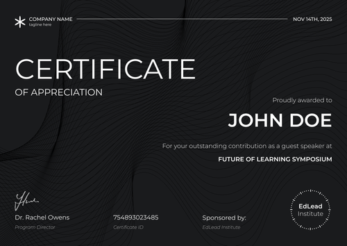 Free Dark Appreciation Certificate for Speaker or Sponsor – Landscape Free Dark Appreciation Certificate for Speaker or Sponsor – Landscape