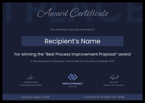 Blue Winner Certificate Template Free to Customize - Landscape Blue Winner Certificate Template Free to Customize - Landscape