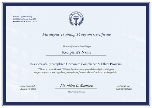 Paralegal Certificate Template – Landscape Paralegal Certificate Template – Landscape