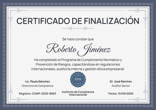 Plantilla certificado de finalización tradicional y formal – Horizontal Plantilla certificado de finalización tradicional y formal – Horizontal