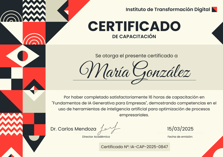 Modelo de certificado de capacitación moderno y único Modelo de certificado de capacitación moderno y único