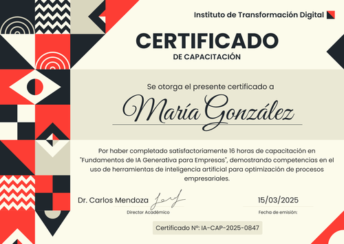 Modelo de certificado de capacitación único – Horizontal Modelo de certificado de capacitación único – Horizontal